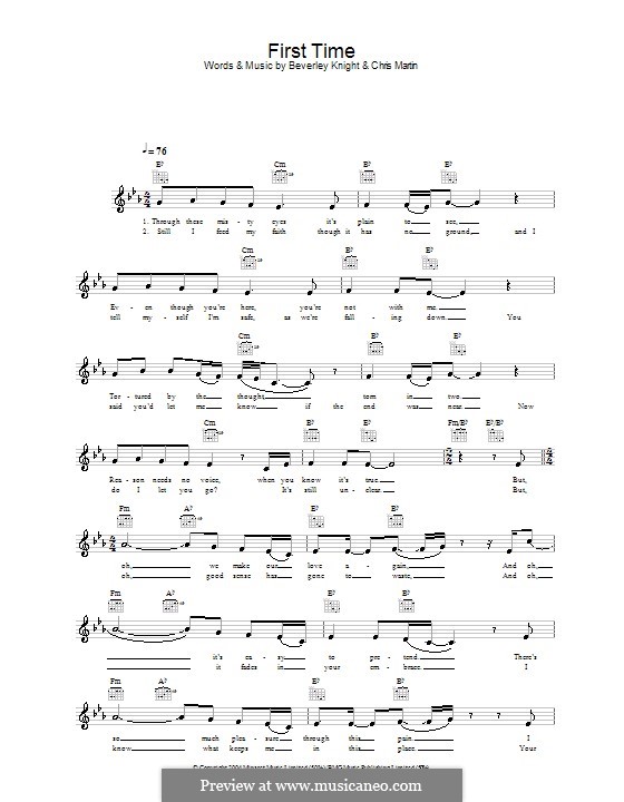 First Time: Мелодия, текст и аккорды by Beverley Knight, Chris Martin