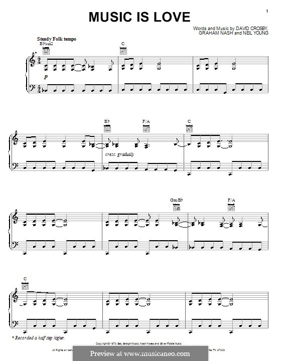 Music Is Love (Crosby, Stills & Nash): Для голоса и фортепиано (или гитары) by David Crosby, Graham Nash, Neil Young