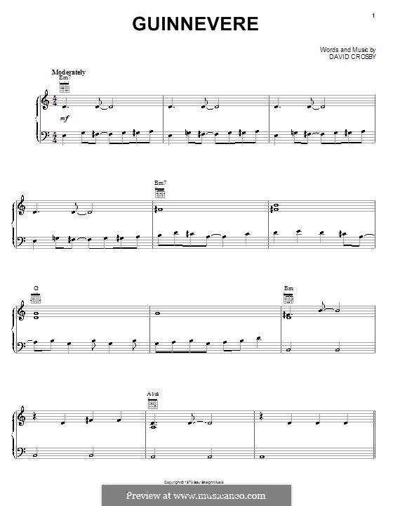 Guinnevere (Crosby, Stills & Nash): Для голоса и фортепиано (или гитары) by David Crosby
