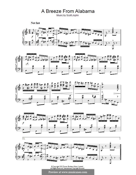 Ветерок из Алабамы: Для фортепиано (ноты высокого качества) by Скотт Джоплин
