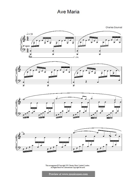 Ave Maria (Printable Sheet Music): Для фортепиано by Иоганн Себастьян Бах, Шарль Гуно