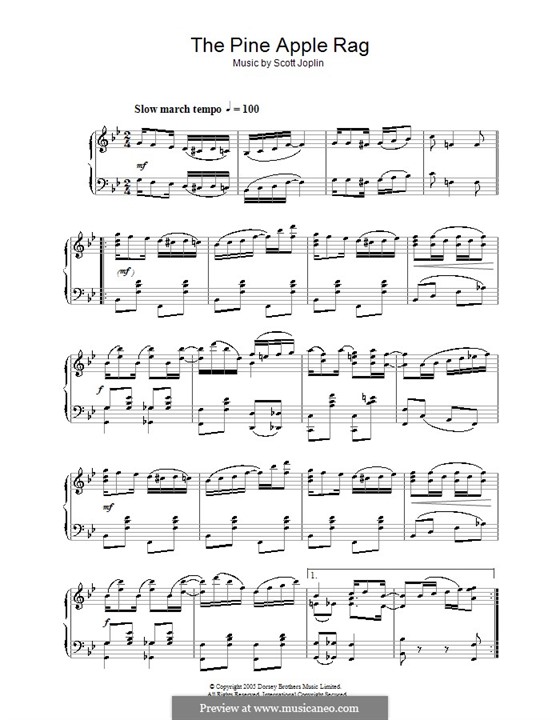 Pineapple Rag: Для фортепиано (ноты высокого качества) by Скотт Джоплин