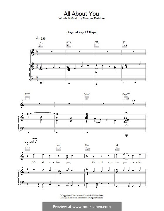 All About You (McFly): Для голоса и фортепиано (или гитары) by Tom Fletcher
