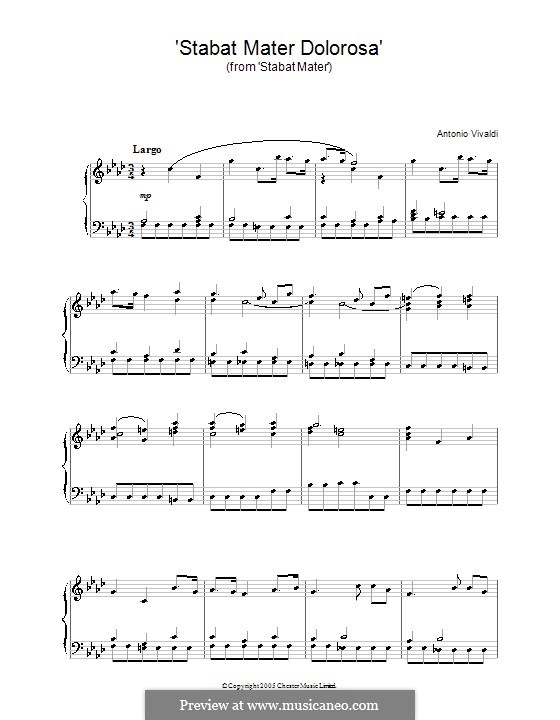 Stabat Mater, RV 621: No.1 Stabat Mater Dolorosa, for piano by Антонио Вивальди
