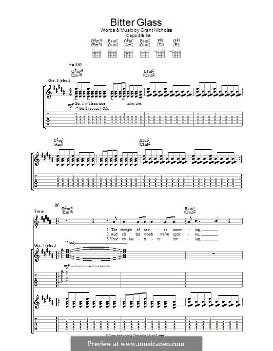 Bitter Glass (Feeder): Для гитары с табулатурой by Grant Nicholas