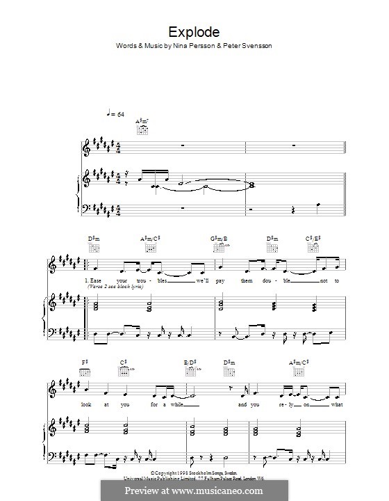 Explode (The Cardigans): Для голоса и фортепиано (или гитары) by Peter Svensson