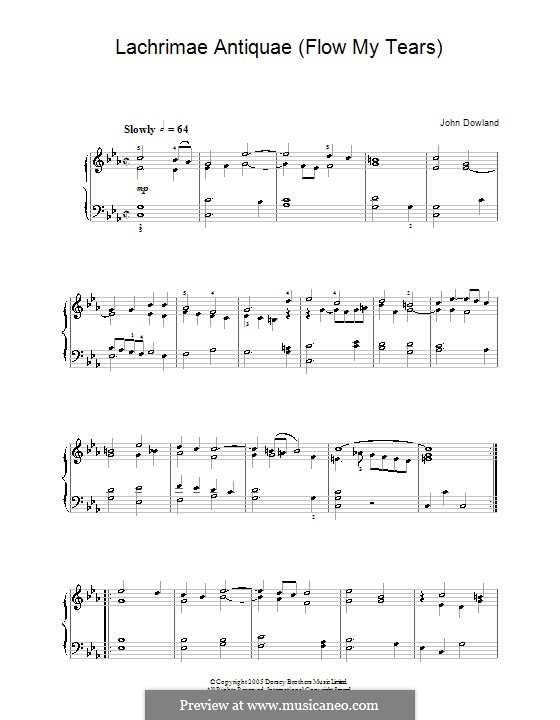 Flow My Tears (Lachrimae Antiquae): Для фортепиано by Джон Доуленд