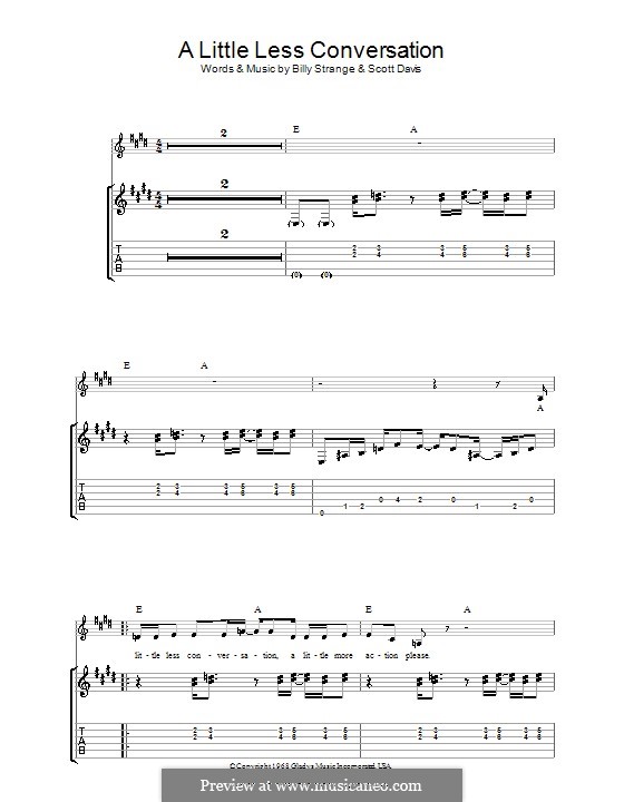 A Little Less Conversation (Elvis Presley): Гитарная табулатура by Billy Strange, Mac Davis