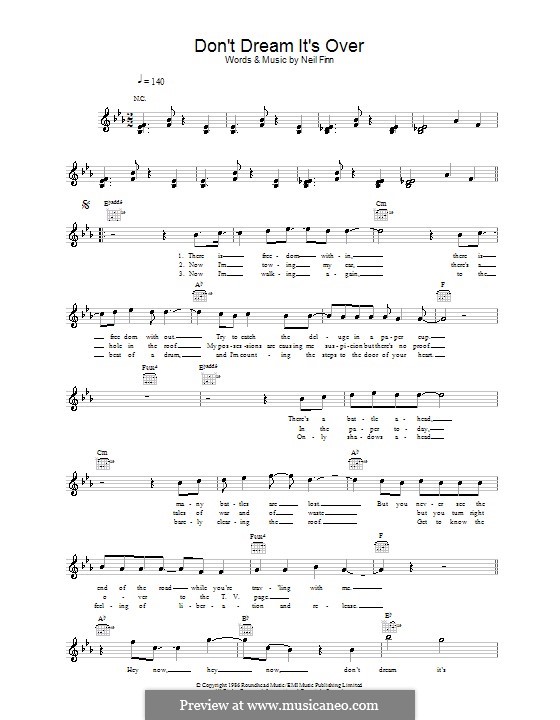 Don't Dream It's Over (Crowded House): Мелодия, текст и аккорды by Neil Finn