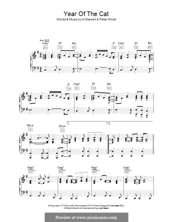 Year of the Cat: Для голоса и фортепиано (или гитары) by Al Stewart, Peter Wood