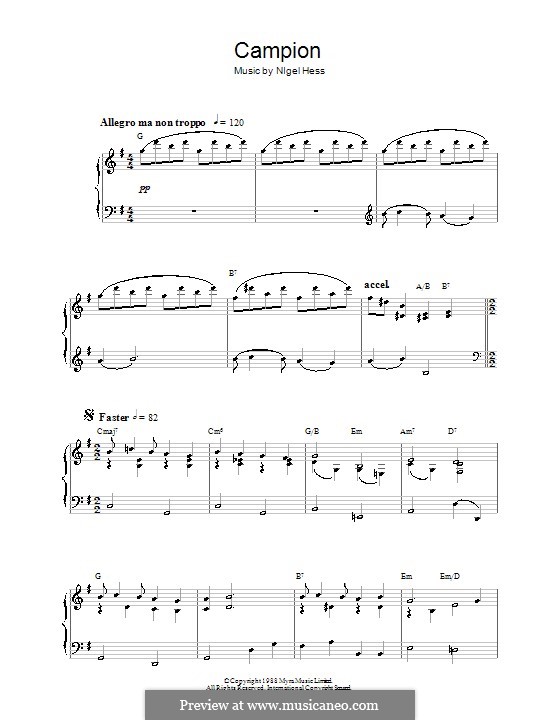 Campion (Theme from the BBC TV series): Для фортепиано by Nigel Hess