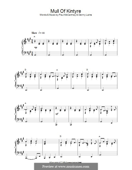 Mull of Kintyre (Wings): Для фортепиано by Denny Laine, Paul McCartney