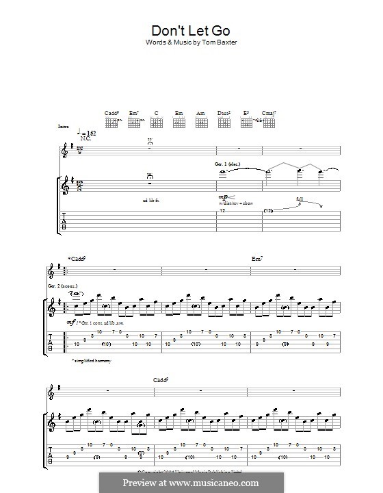 Don't Let Go: Гитарная табулатура by Tom Baxter