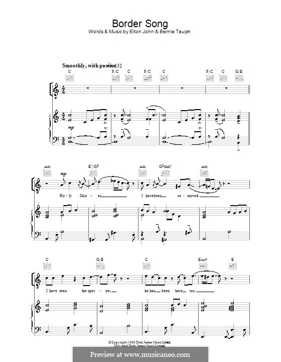 Border Song: Для голоса и фортепиано (или гитары) by Elton John