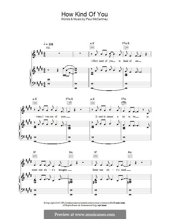 How Kind of You: Для голоса и фортепиано (или гитары) by Paul McCartney