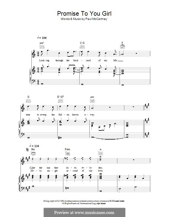 Promise to You Girl: Для голоса и фортепиано (или гитары) by Paul McCartney