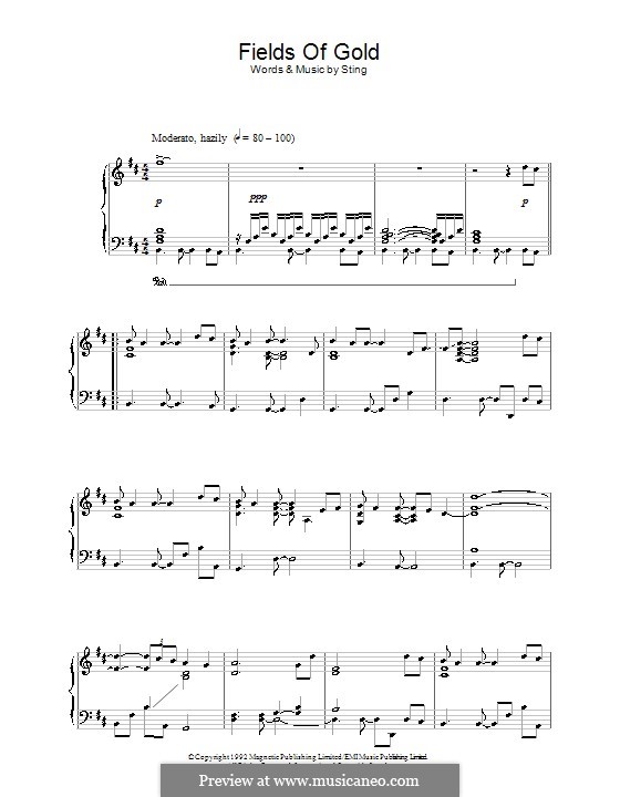 Fields of Gold: Для фортепиано (ноты высокого качества) by Sting