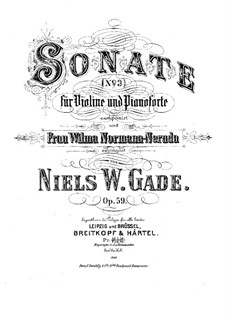 Соната для скрипки и фортепиано No.3, Op.59: Партитура, сольная партия by Нильс Вильгельм Гаде