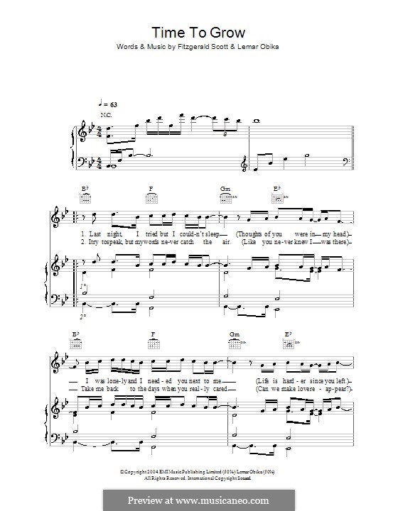 Time to Grow (Lemar): Для голоса и фортепиано (или гитары) by Fitzgerald Scott, Lemar Obika