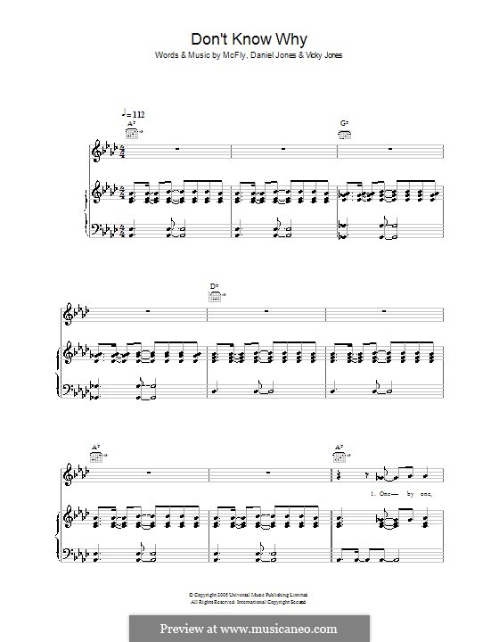 Don't Know Why (McFly): Для голоса и фортепиано (или гитары) by Danny Jones, Vicky Jones
