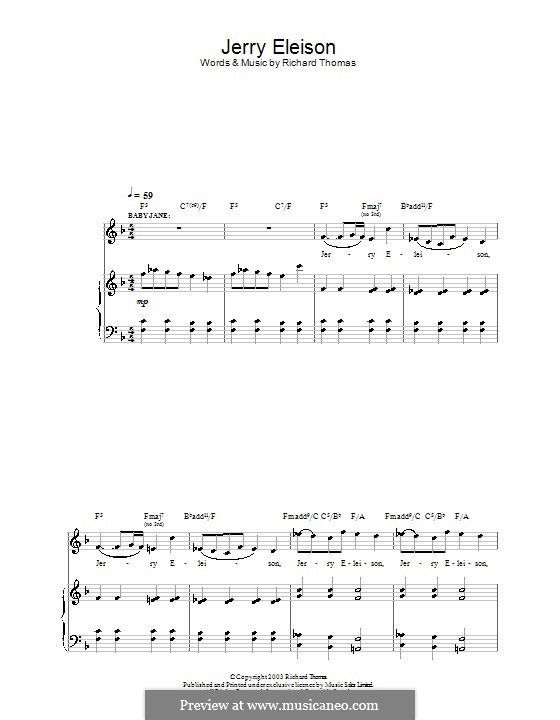 Jerry Eleison (from Jerry Springer the Opera): Для голоса и фортепиано (или гитары) by Richard Thomas