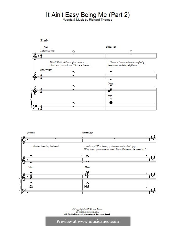 It Ain't Easy Being Me (from Jerry Springer the Opera): Part II, for voice and piano (or guitar) by Richard Thomas