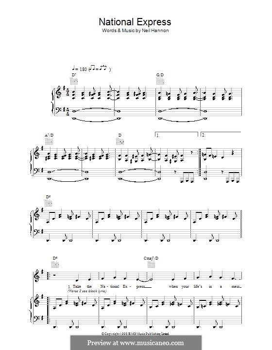 National Express (The Divine Comedy): Для голоса и фортепиано (или гитары) by Neil Hannon