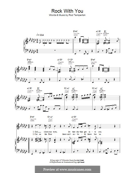 Rock with You (Michael Jackson): Для голоса и фортепиано (или гитары) by Rod Temperton