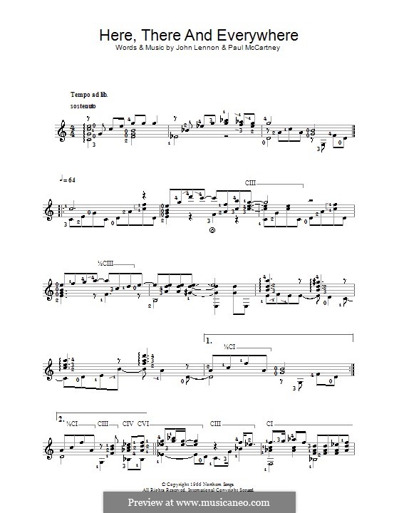Here, There and Everywhere (The Beatles): Для гитары by John Lennon, Paul McCartney