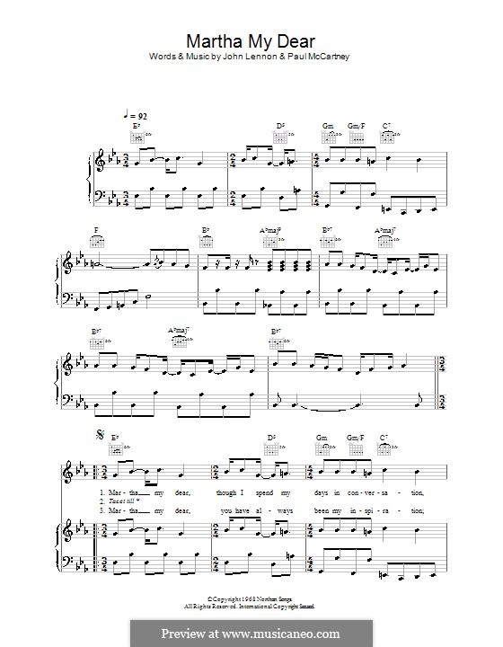 Martha My Dear (The Beatles): Для голоса и фортепиано (или гитары) by John Lennon, Paul McCartney