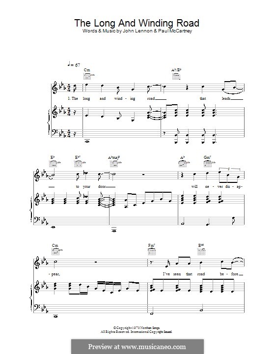 The Long and Winding Road (The Beatles): Для голоса и фортепиано (или гитары) by John Lennon, Paul McCartney