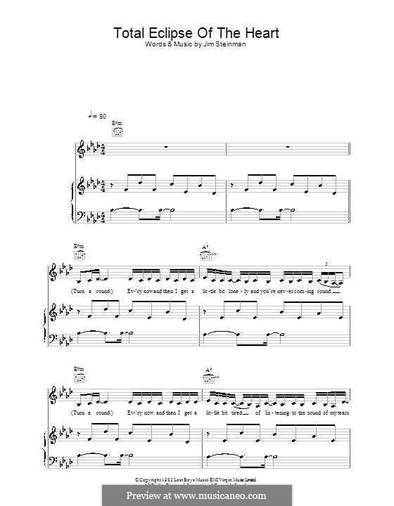Eclipse of the heart. Бонни Тайлер тотал Эклипс Ноты для фортепиано. Total Eclipse of the Heart Ноты для фортепиано.