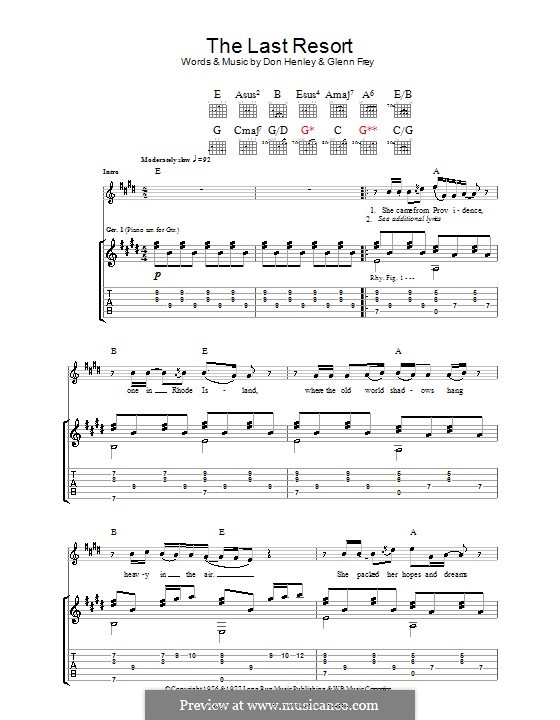 The Last Resort (The Eagles): Гитарная табулатура by Don Henley, Glen Frey