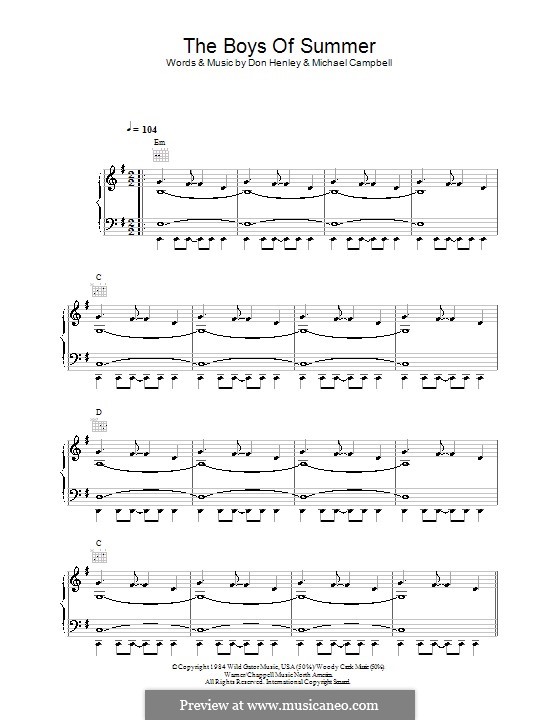 The Boys of Summer: Для голоса и фортепиано (или гитары) by Mike Campbell