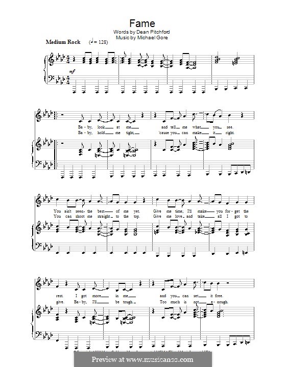 Fame (Irene Cara): Для голоса и фортепиано by Michael Gore