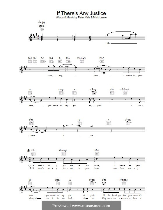 If There's Any Justice (Lemar): Мелодия, текст и аккорды by Mick Leeson, Peter Vale
