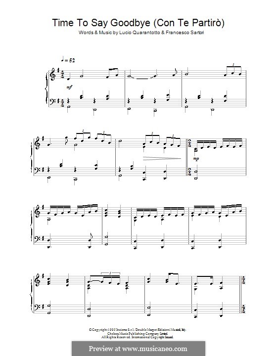 Time to Say Goodbye (Con te partirò): Для фортепиано by Francesco Sartori