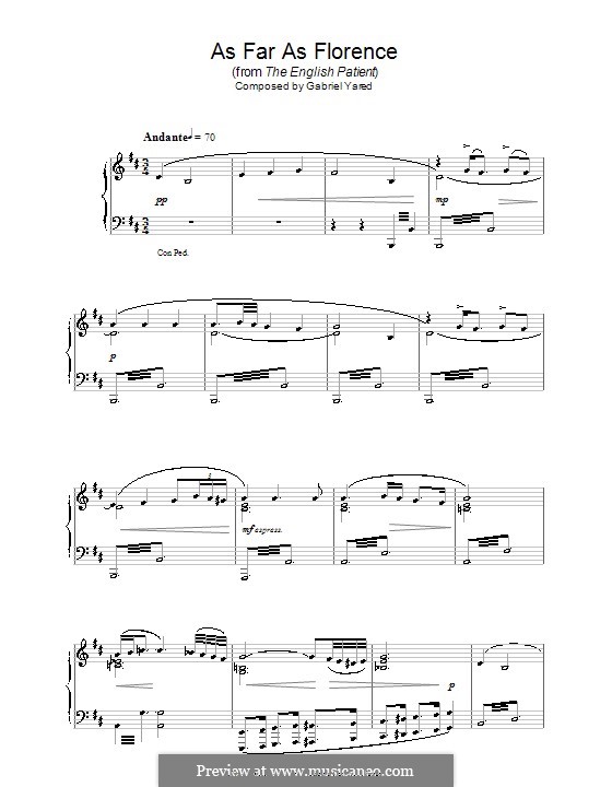 As Far as Florence (from The English Patient): Для фортепиано by Gabriel Yared