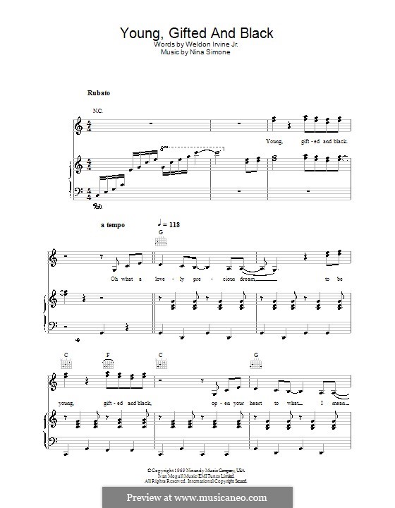 Young, Gifted and Black: Для голоса и фортепиано (или гитары) by Nina Simone