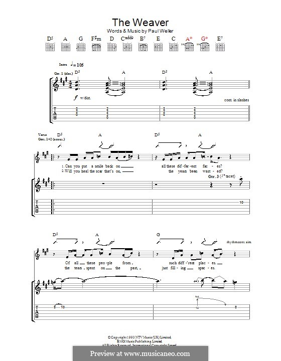 The Weaver: Гитарная табулатура by Paul Weller