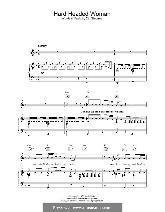 Hard Headed Woman: Для голоса и фортепиано (или гитары) by Cat Stevens