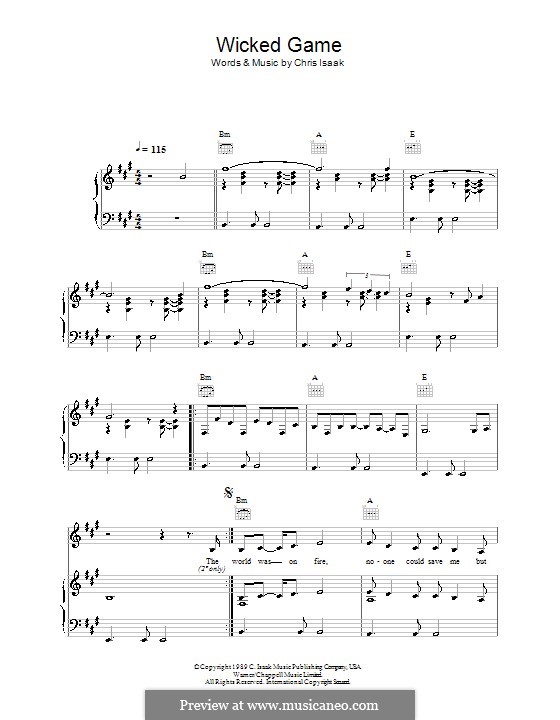 Wicked Game: Для голоса и фортепиано (или гитары) by Chris Isaak