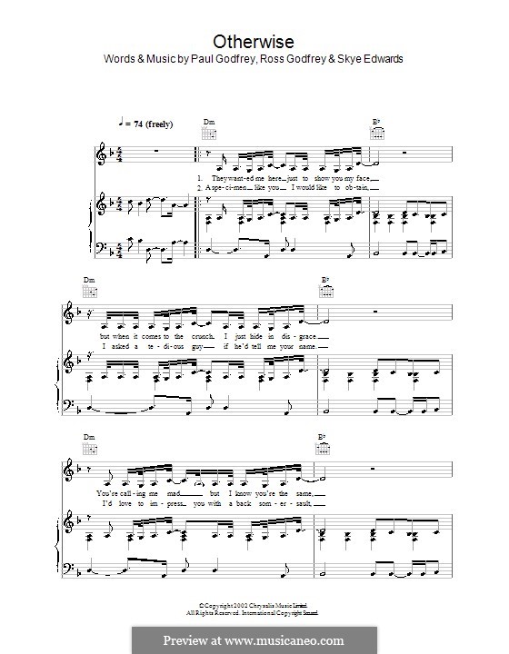 Otherwise (Morcheeba): Для голоса и фортепиано (или гитары) by Paul Godfrey, Ross Godfrey, Skye Edwards