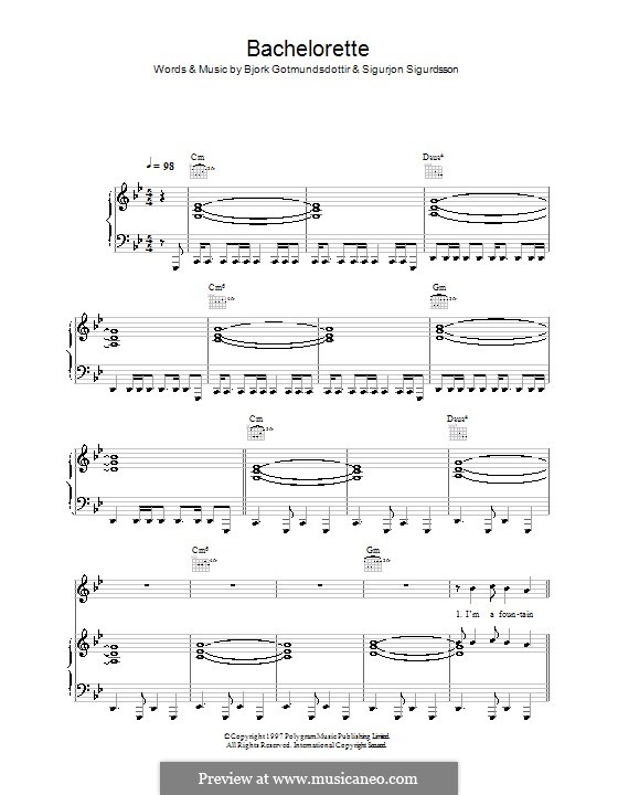 Bachelorette (Bjork): Для голоса и фортепиано (или гитары) by Bjork Gudmundsdottir, Sigurjon Sigurdsson
