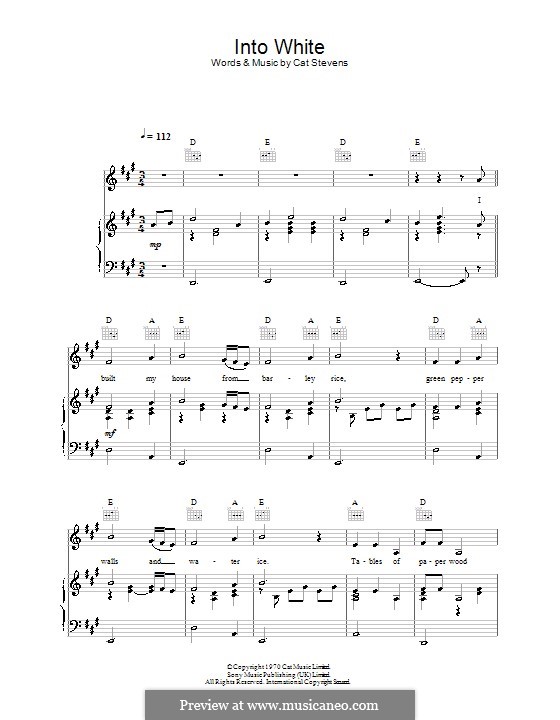 Into White: Для голоса и фортепиано (или гитары) by Cat Stevens