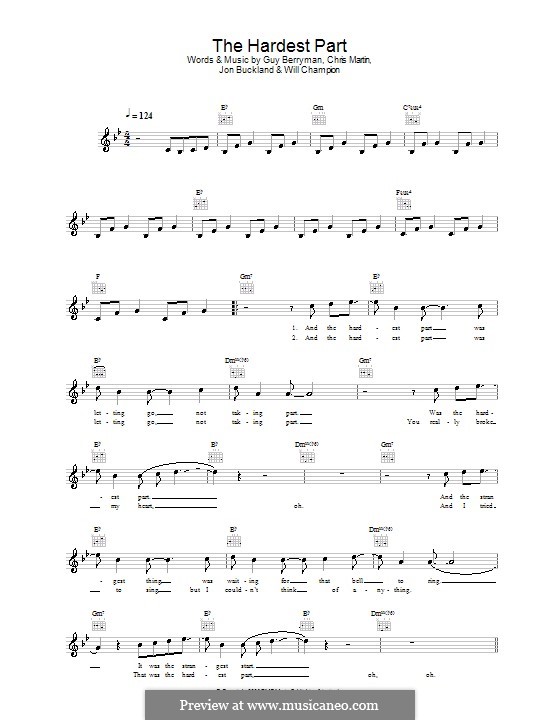 The Hardest Part (Coldplay): Мелодия, текст и аккорды by Chris Martin, Guy Berryman, Jonny Buckland, Will Champion
