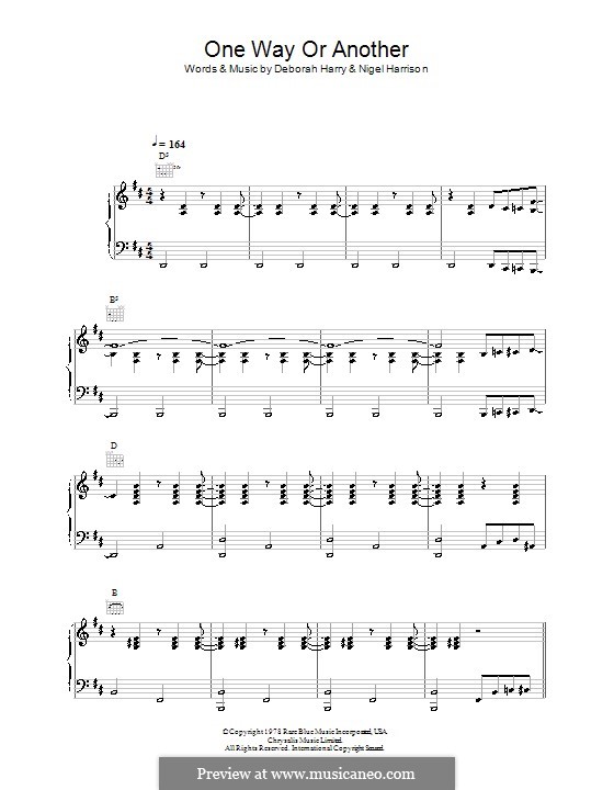 One Way or Another (Blondie): Для голоса и фортепиано (или гитары) by Deborah Harry, Nigel Harrison