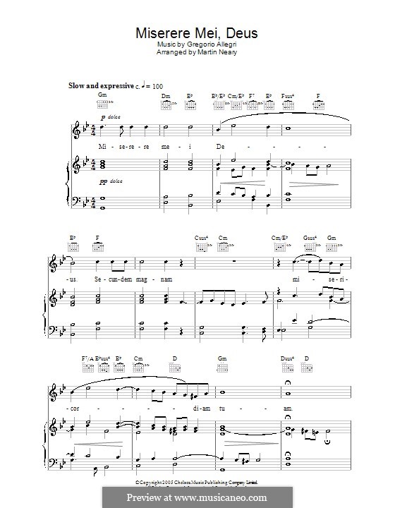 Miserere mei, Deus: Для голоса и фортепиано или гитары (The Choirboys) by Грегорио Аллегри