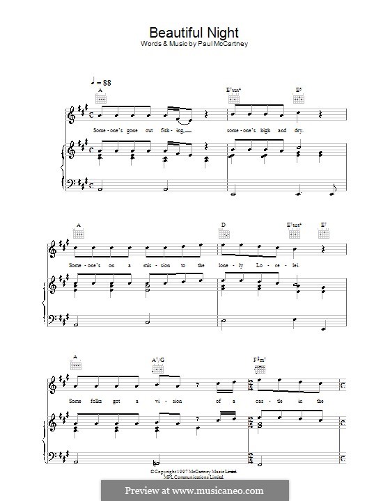 Beautiful Night: Для голоса и фортепиано (или гитары) by Paul McCartney