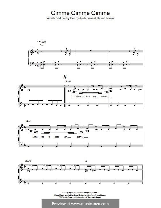 Gimme! Gimme! Gimme! / A Man after Midnight (ABBA): Для фортепиано (легкий уровень) by Benny Andersson, Björn Ulvaeus